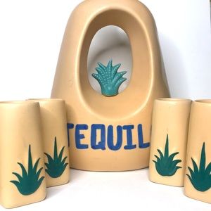 TEQUILA! Geo Ceramic Decanter with shot glasses